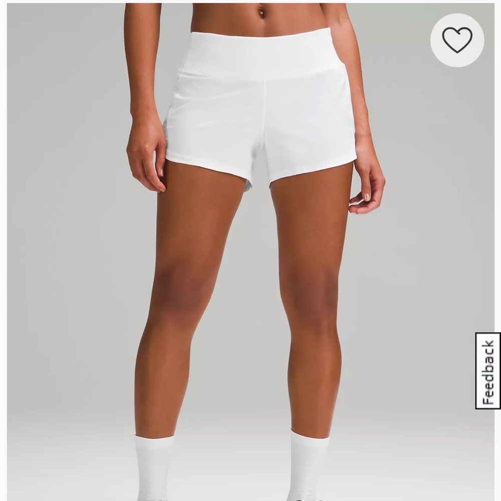 LULULEMON Speed Up Mid-Rise Lined Short 4" white